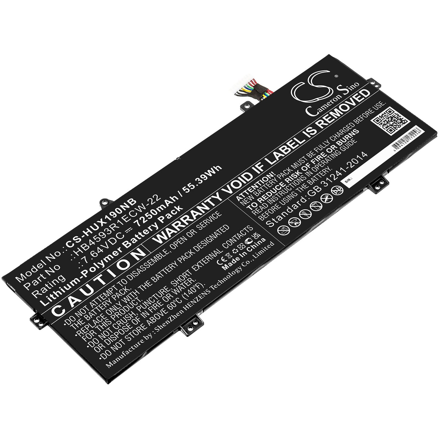 Replacement Battery for Huawei  MACH-W19L – Notebook, Laptop – 7250mAh / 55.39Wh / 7.64V