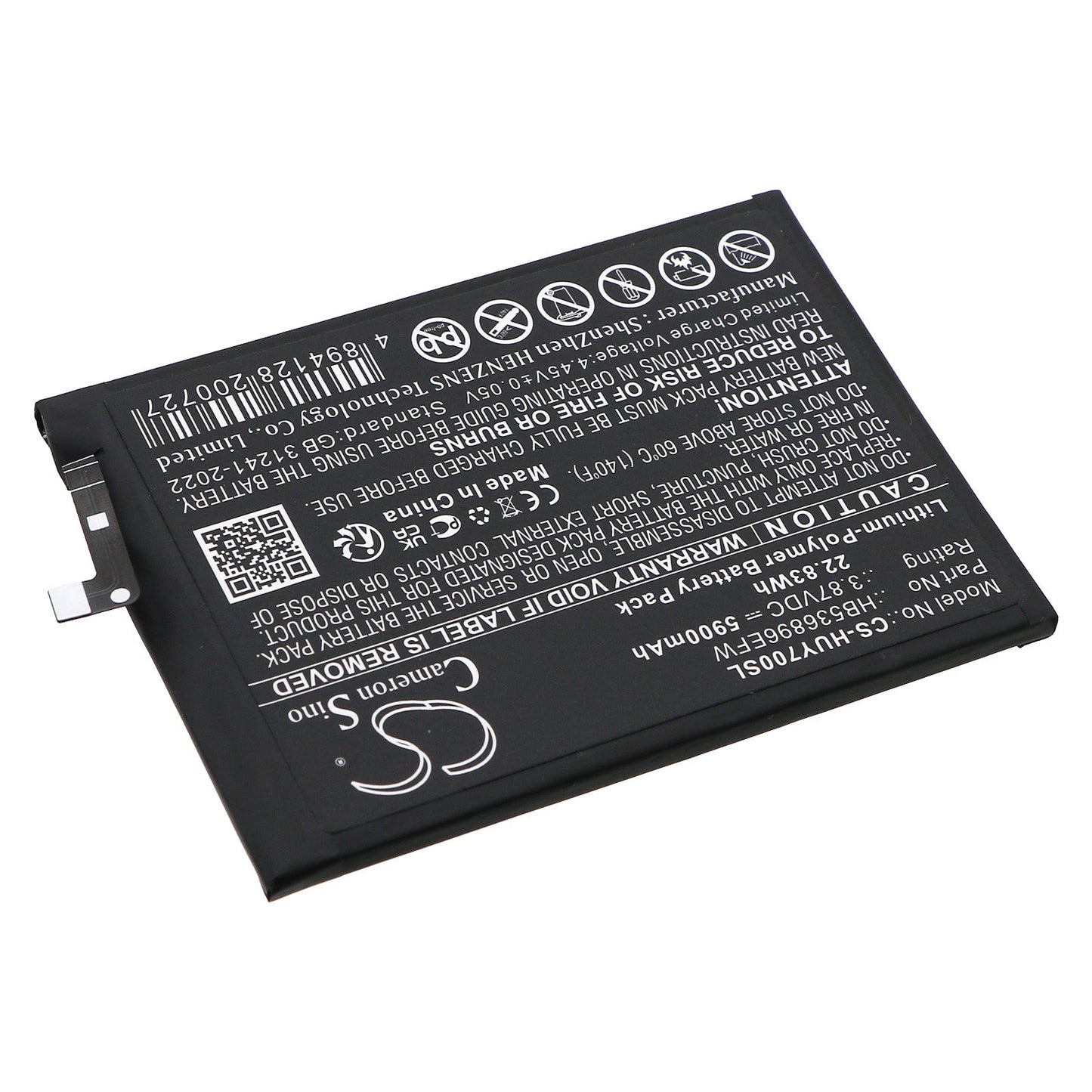 Replacement Battery for Huawei  MGA-AL00 – Mobile, SmartPhone – 5900mAh / 22.83Wh / 3.87V