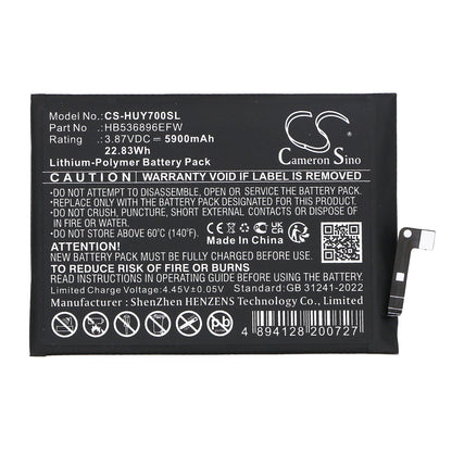 Replacement Battery for Huawei  MGA-AL00 – Mobile, SmartPhone – 5900mAh / 22.83Wh / 3.87V