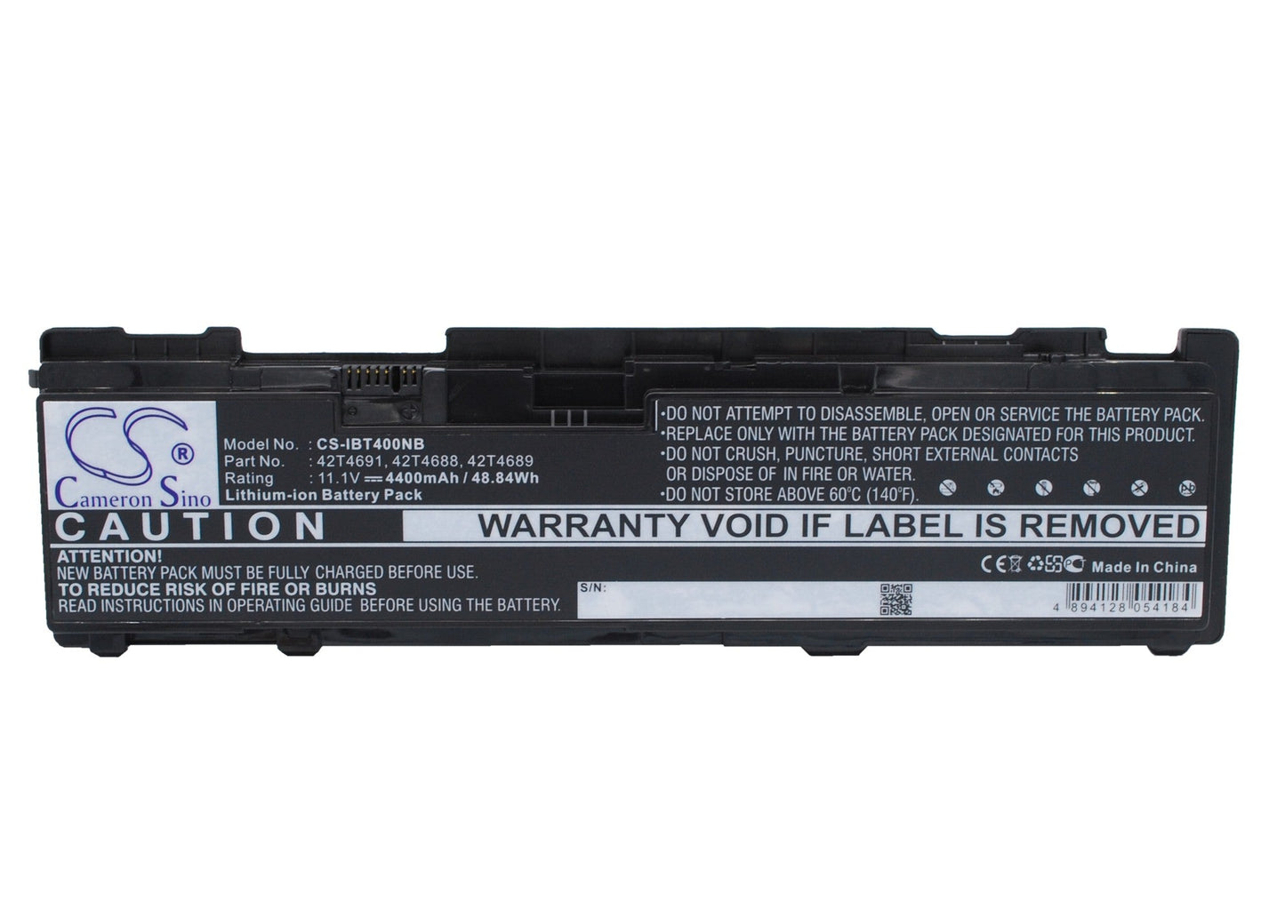 Replacement Battery for Lenovo  ThinkPad T400s – Notebook, Laptop – 4400mAh / 48.84Wh / 11.1V