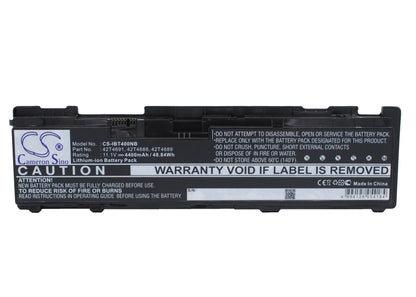 Replacement Battery for Lenovo  ThinkPad T400s – Notebook, Laptop – 4400mAh / 48.84Wh / 11.1V