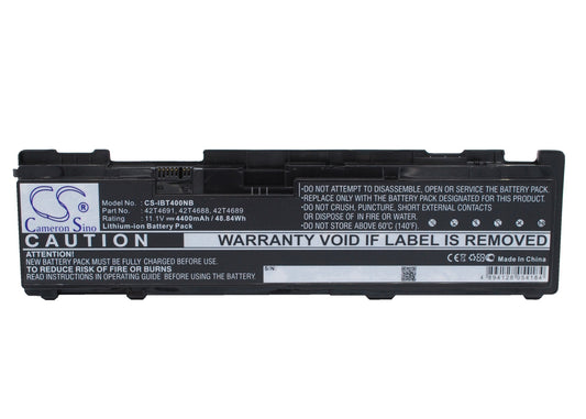 Replacement Battery for Lenovo  ThinkPad T400s – Notebook, Laptop – 4400mAh / 48.84Wh / 11.1V