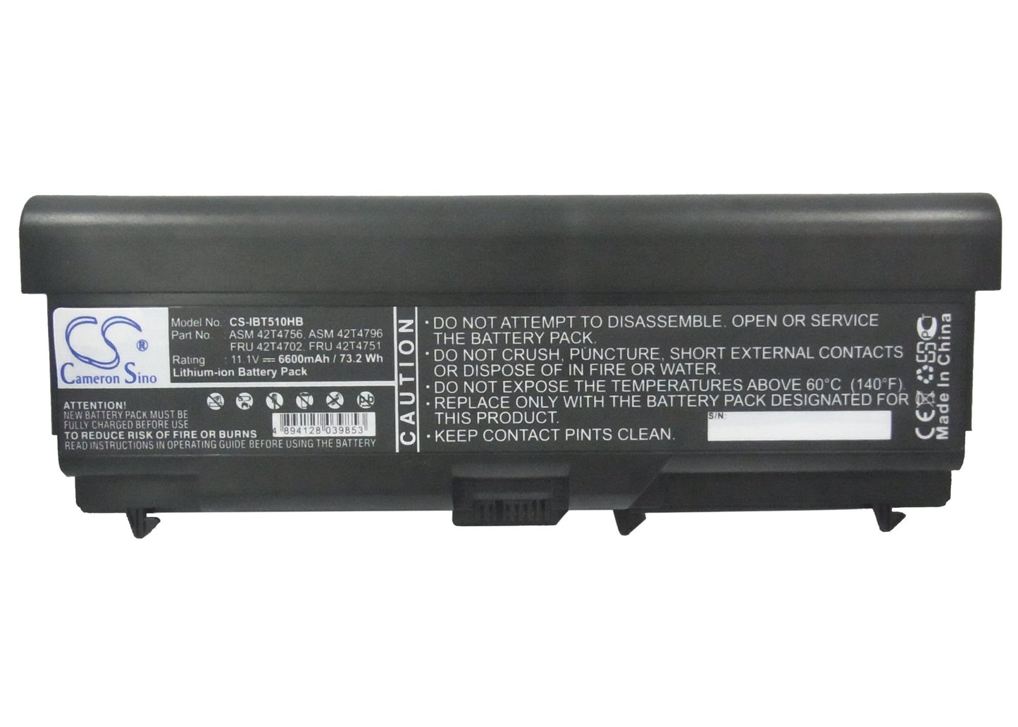 Replacement Battery for Lenovo  ThinkPad 70+ – Notebook, Laptop – 6600mAh / 73.26Wh / 11.1V