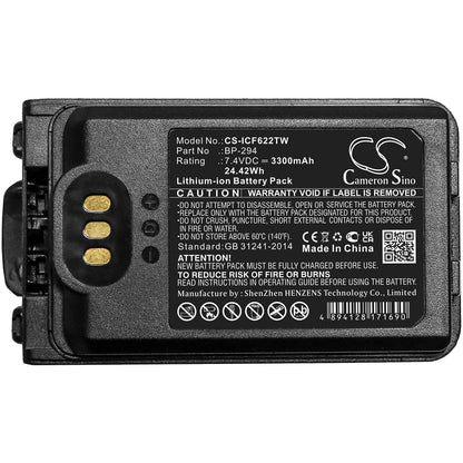 Replacement Battery for Icom  IC-F52D – Two-Way Radio – 3300mAh / 24.42Wh / 7.4V