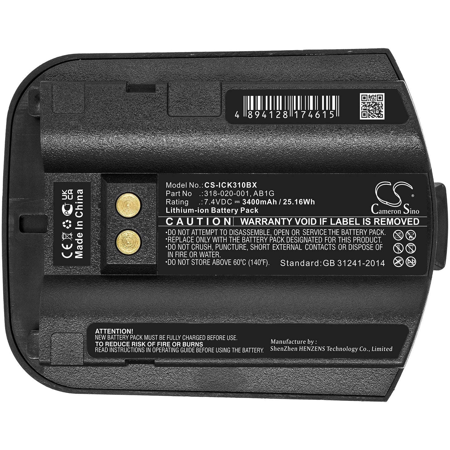 Replacement Battery for Intermec  CK30 – Barcode Scanner – 3400mAh / 25.16Wh / 7.4V