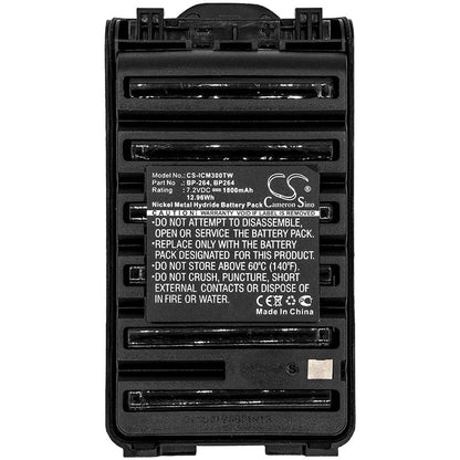 Replacement Battery for ICOM  IC-F3001 – Two-Way Radio – 1800mAh / 12.96Wh / 7.2V