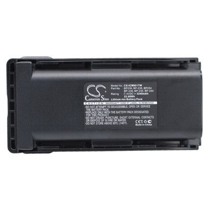 Replacement Battery for ICOM IC-F70 IC-F70D, IC-F70DS, – 3240mAh / 23.98Wh