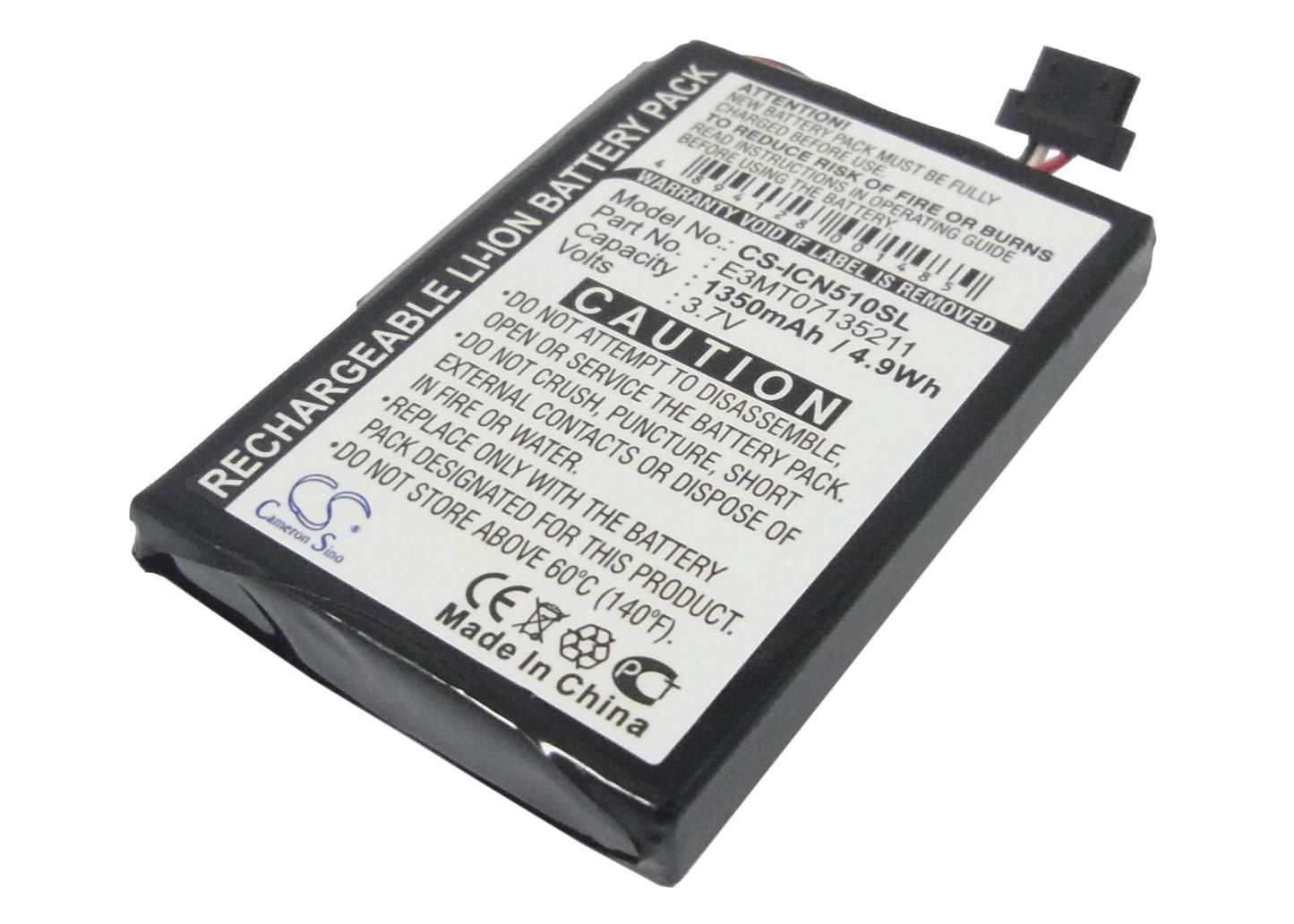 Replacement Battery for Navman  iCN 510 – GPS, Navigator – 1350mAh / 5.00Wh / 3.7V