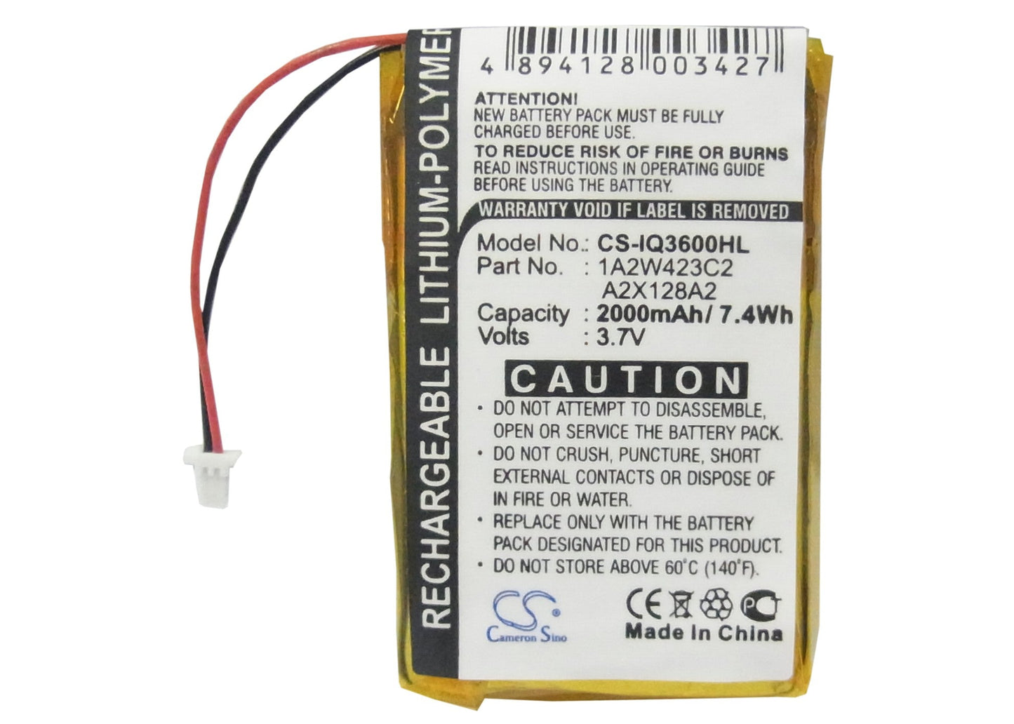 Replacement Battery for Garmin  iQue 3200 – GPS, Navigator – 2000mAh / 7.40Wh / 3.7V