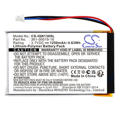 Replacement Battery for Garmin  Nuvi 1300 – GPS, Navigator – 1250mAh / 4.63Wh / 3.7V