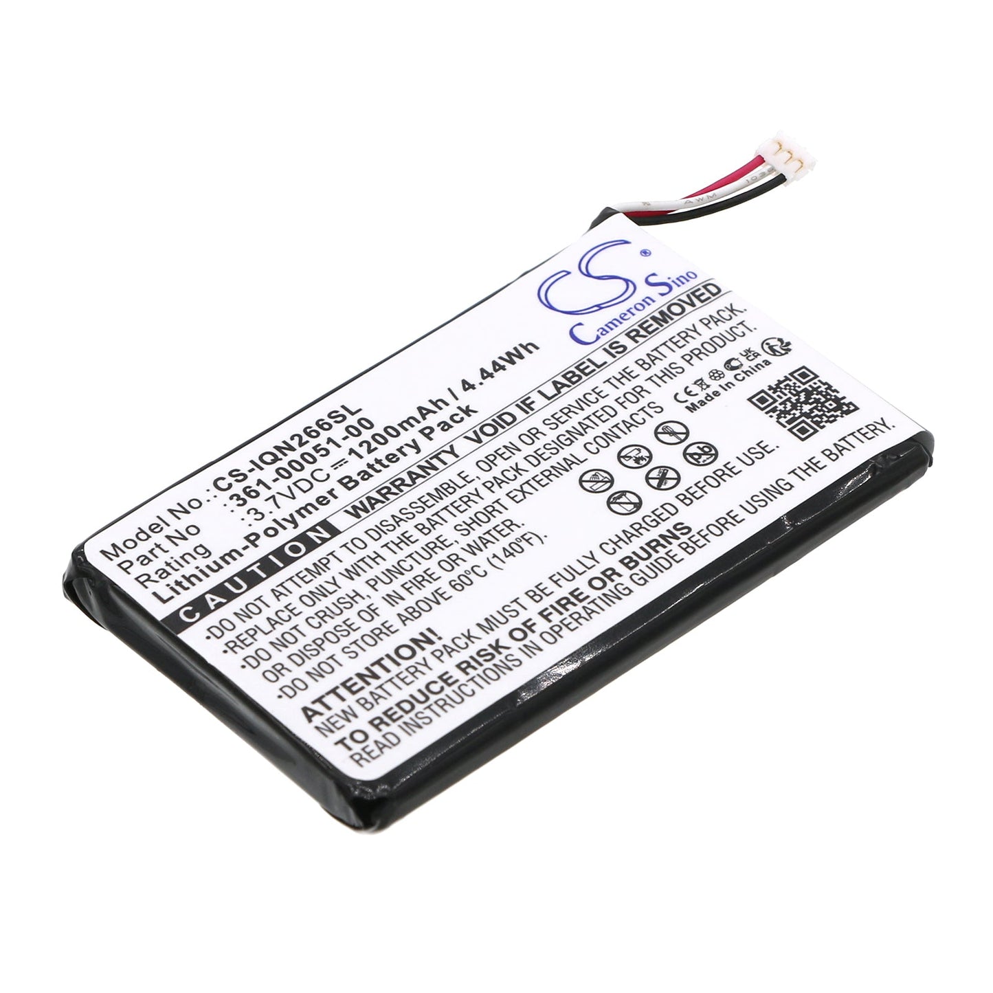 Replacement Battery for Garmin  Nuvi 2460LMT – GPS, Navigator – 1200mAh / 4.44Wh / 3.7V