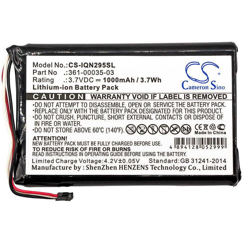 Replacement Battery for Garmin  010-01316-00 – GPS, Navigator – 1000mAh / 3.70Wh / 3.7V