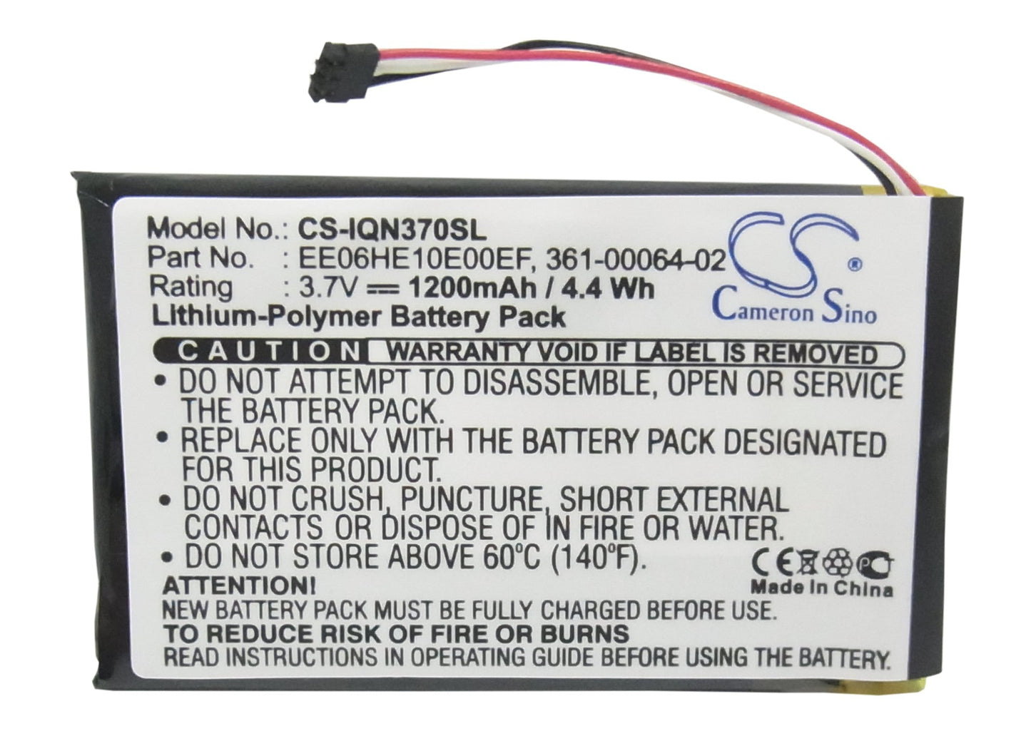 Replacement Battery for Garmin  Nuvi 3700 – GPS, Navigator – 1200mAh/4.4Wh / 3.7V