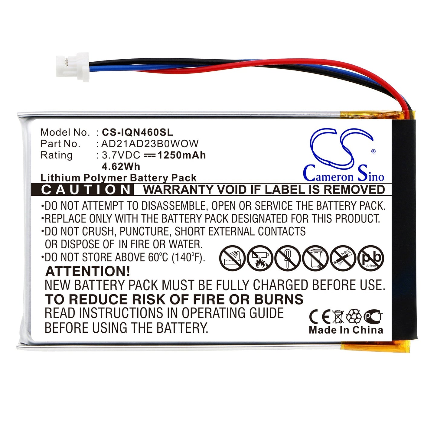 Replacement Battery for Garmin  Nuvi 465 – GPS, Navigator – 1250mAh / 3.7V