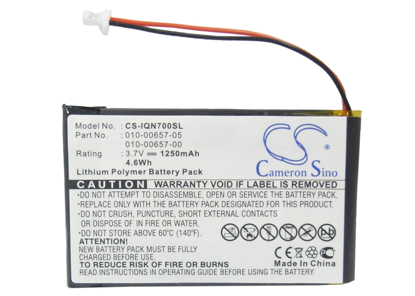 Replacement Battery for Garmin  Nuvi 700 ( 2 wires ) – GPS, Navigator – 1250mAh / 3.7V