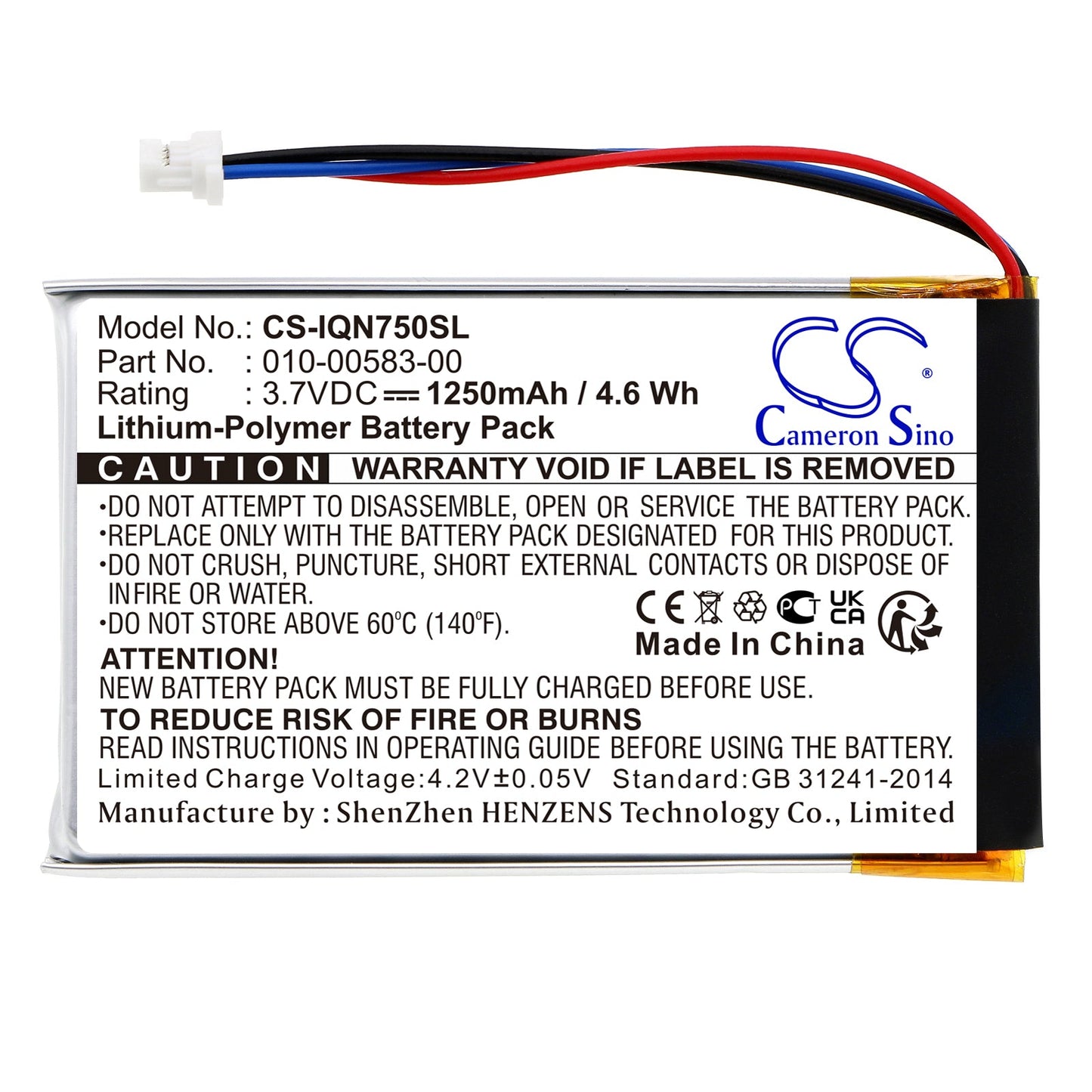 Replacement Battery for Garmin  Nuvi 750 – GPS, Navigator – 1250mAh / 3.7V
