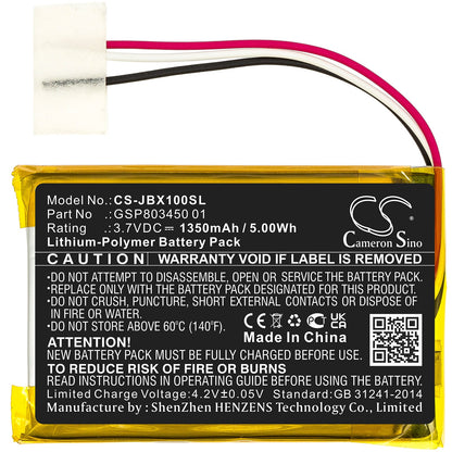 Replacement Battery for JBL  Free Charging Case – Wireless Headset – 1350mAh / 5.00Wh / 3.7V