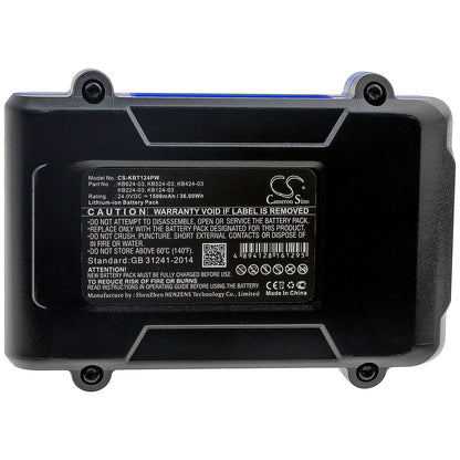 Replacement Battery for KOBALT  0856455 – Power Tools – 1500mAh / 36.00Wh / 24.0V