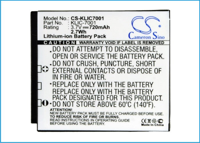 Replacement Battery for Agfa  Optima 1338 – Camera – 720mAh / 2.7Wh / 3.7V