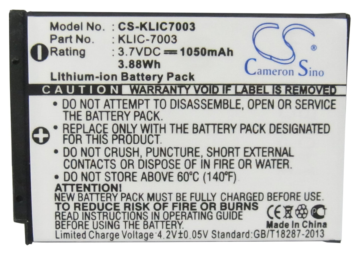 Replacement Battery for Kodak  EasyShare M380 – Camera – 1050mAh / 3.89Wh / 3.7V