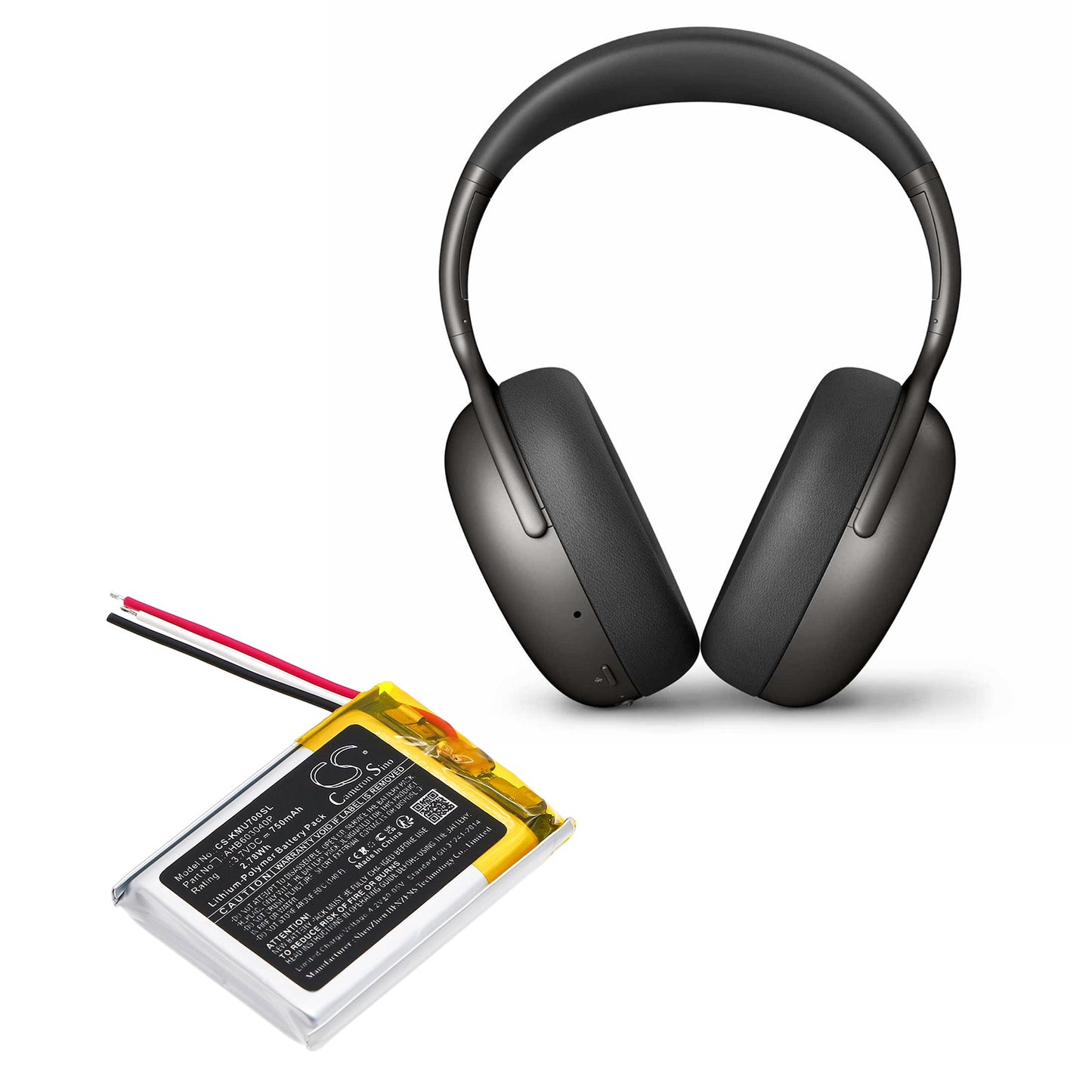 Replacement Battery for KEF  Mu7 – Wireless Headset – 750mAh / 2.78Wh / 3.7V