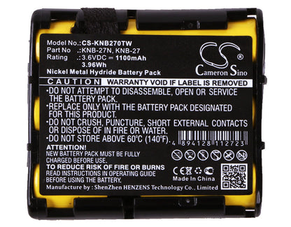 Replacement Battery for Kenwood  TK-3130 – Two-Way Radio – 1100mAh / 3.96Wh / 3.6V