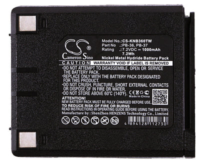 Replacement Battery for Kenwood  TH-235 – Two-Way Radio – 1000mAh / 7.2Wh / 7.2V