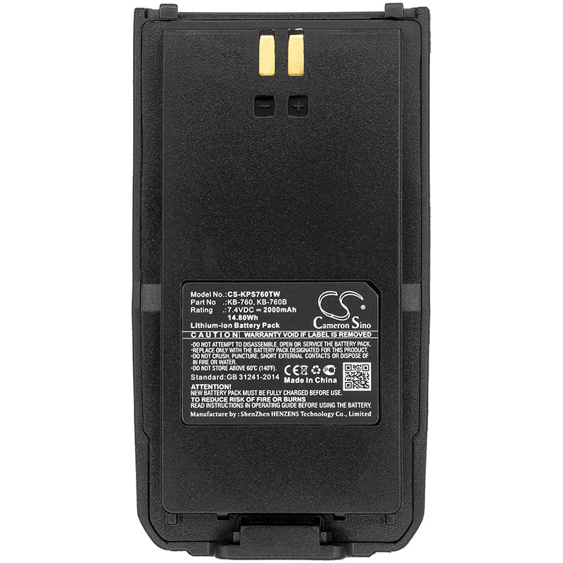 Replacement Battery for Kirisun  DP405 – Two-Way Radio – 2000mAh / 14.80Wh / 7.4V