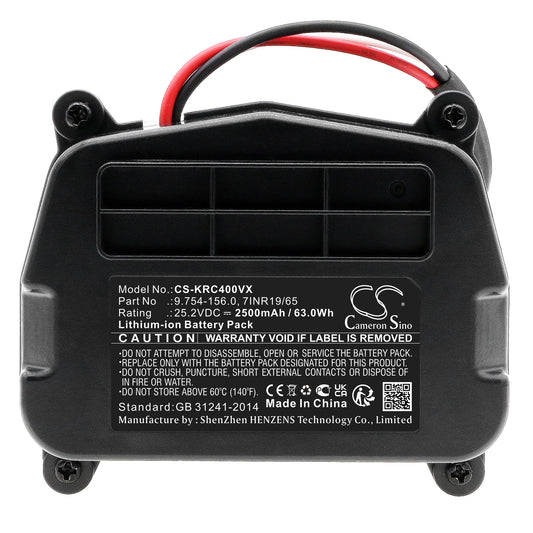 Replacement Battery for Karcher  VC4 Vacuum – 2500mAh / 63.00Wh