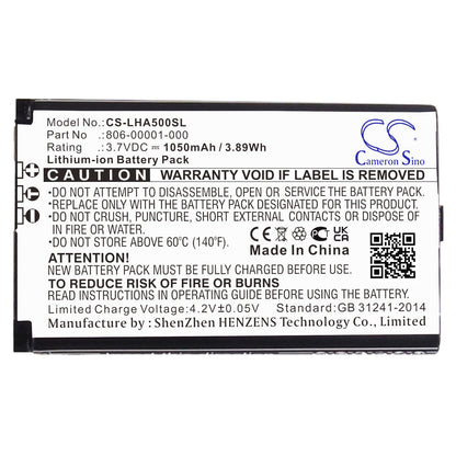 Replacement Battery for Lightspeed  A500 – Wireless Headset – 1050mAh / 3.89Wh / 3.7V