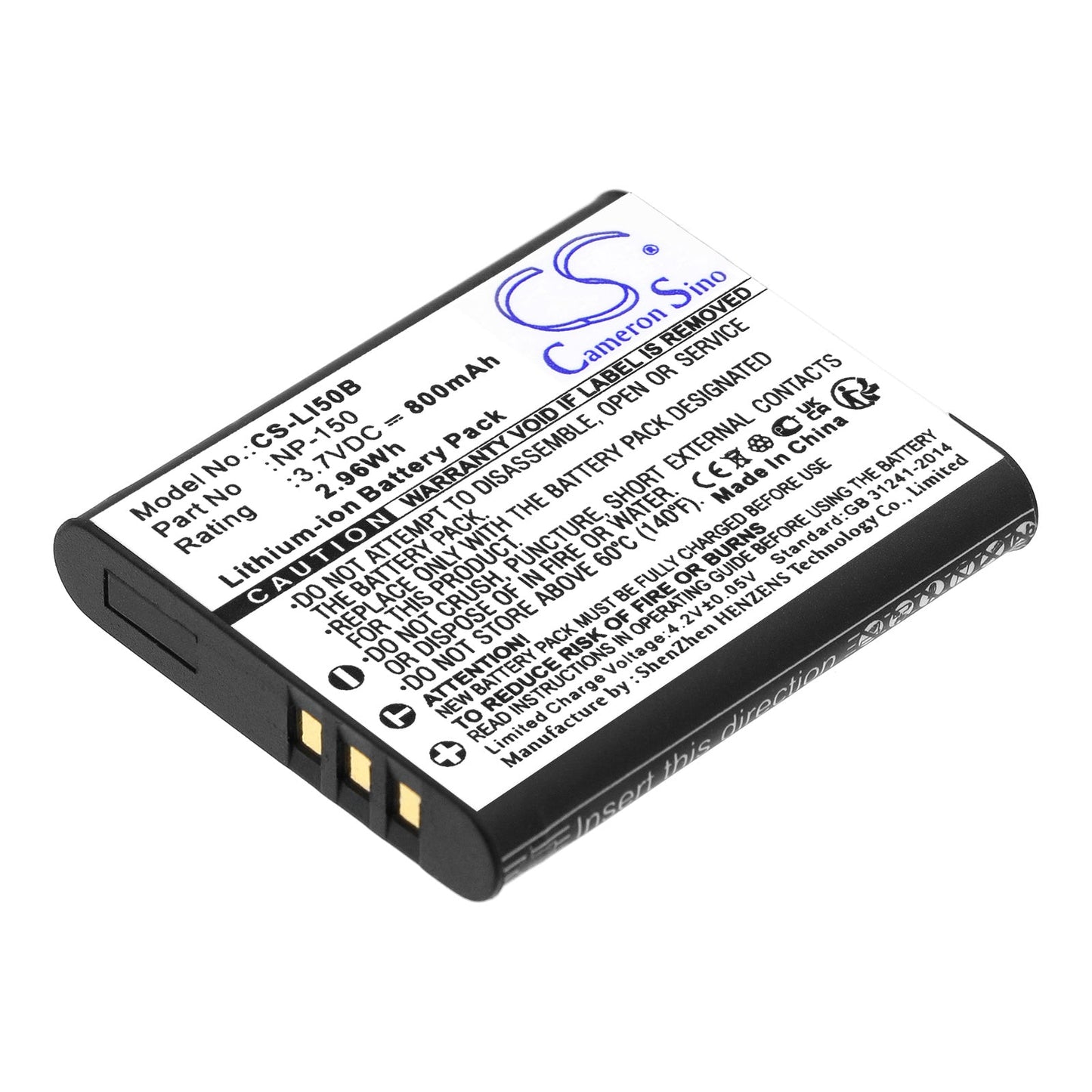 Replacement Battery for Ricoh  CX3 – Camera – 800mAh / 2.96Wh / 3.7V