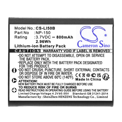Replacement Battery for Ricoh  CX3 – Camera – 800mAh / 2.96Wh / 3.7V