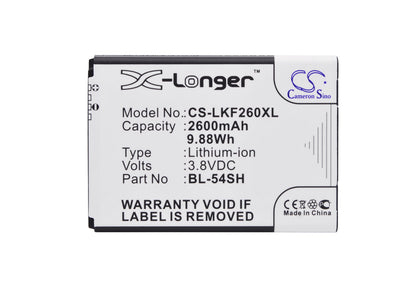 Replacement Battery for LG  Bello 2 – Mobile, SmartPhone – 2600mAh / 9.88Wh / 3.8V