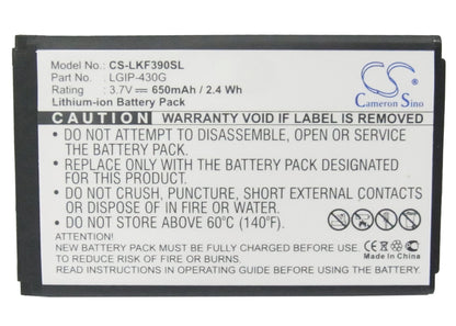 Replacement Battery for LG  GU230 – Mobile, SmartPhone – 650mAh / 2.41Wh / 3.7V