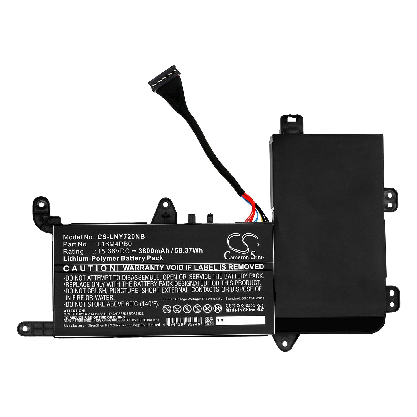 Replacement Battery for Lenovo  Legion Y720 15IKB 80VR002EMH – Notebook, Laptop – 3800mAh / 58.37Wh / 15.36V