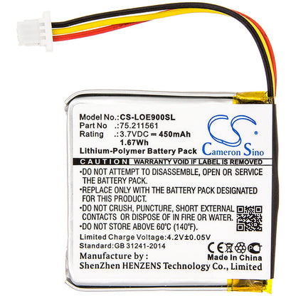 Replacement Battery for Logitech  UE9000 – Wireless Headset – 450mAh / 1.67Wh / 3.7V