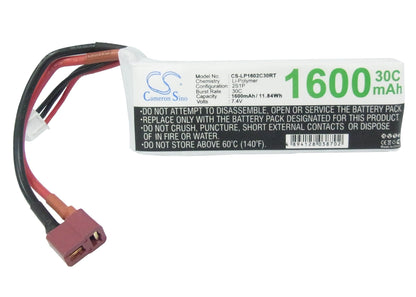 Replacement Battery for RC  CS-LP1602C30RT – Cars – 1600mAh / 11.84Wh / 7.4V