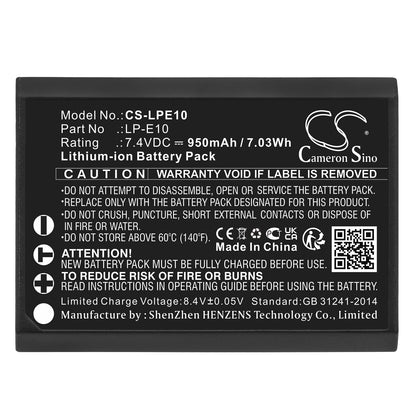 Replacement Battery for Canon  DS126291 – Camera – 950mAh / 7.03Wh / 7.4V