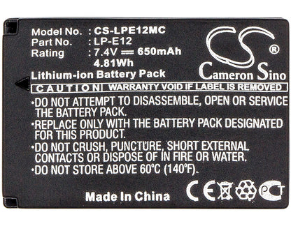 Replacement Battery for Canon  EOS 100D – Camera – 650mAh / 4.81Wh / 7.4V