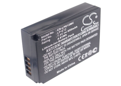 Replacement Battery for Canon  EOS 100D – Camera – 650mAh / 4.81Wh / 7.4V