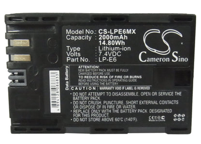 Replacement Battery for Canon  5D Mark III – Camera – 2000mAh / 14.80Wh / 7.4V