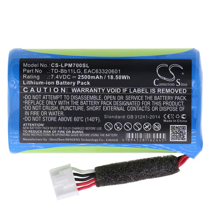 Replacement Battery for LG  Music Flow P7 – 2500mAh / 18.50Wh