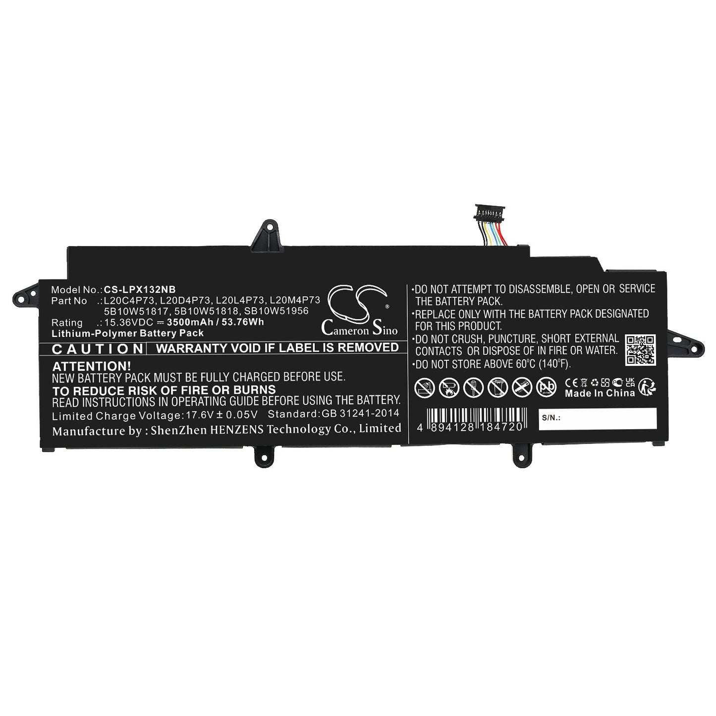 Replacement Battery for Lenovo  ThinkPad X13 Gen 2(AMD)20XH001 – Notebook, Laptop – 3500mAh / 53.76Wh / 15.36V
