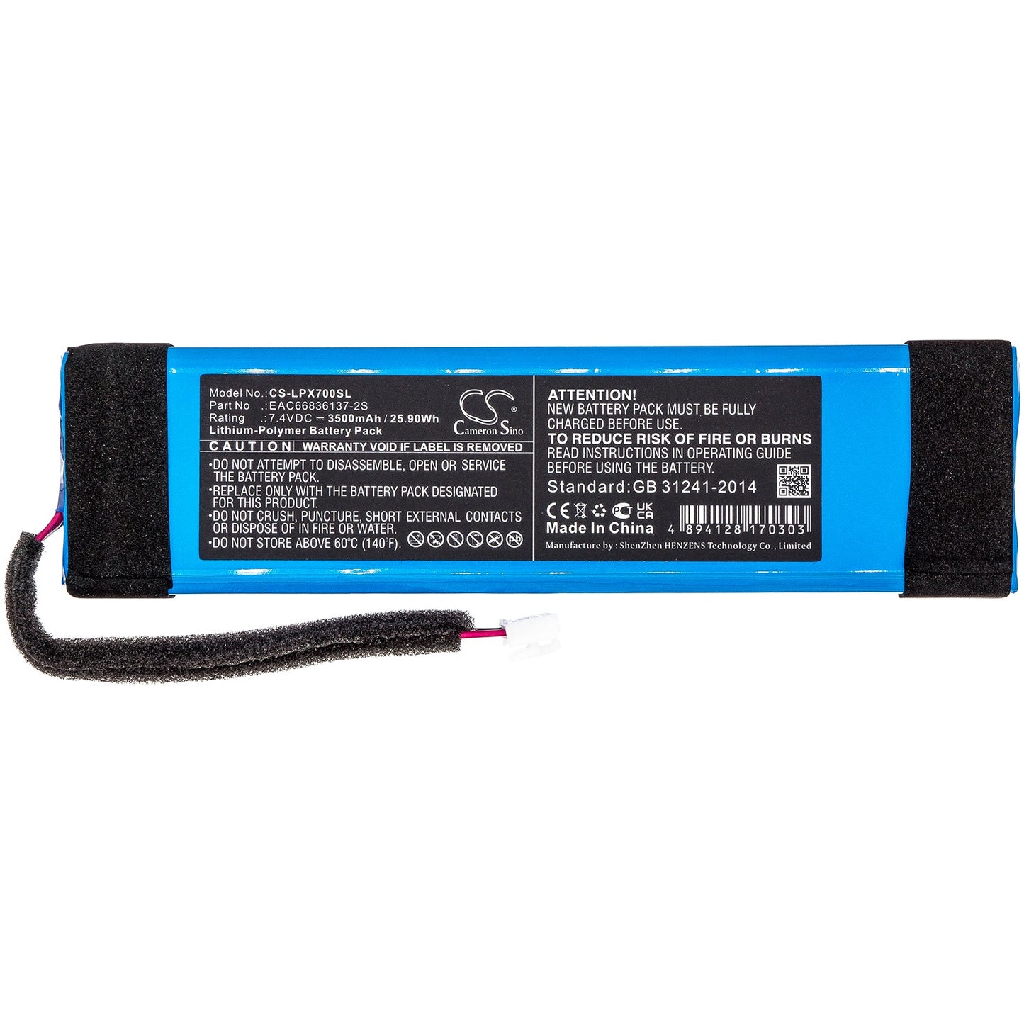 Replacement Battery for LG  DXG7QGR.DDEULLK – Speaker – 3500mAh / 25.90Wh / 7.4V