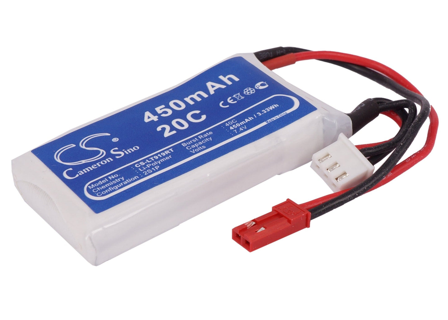 Replacement Battery for RC  CS-LT919RT – Heli/Airplane – 450mAh / 3.33Wh / 7.4V