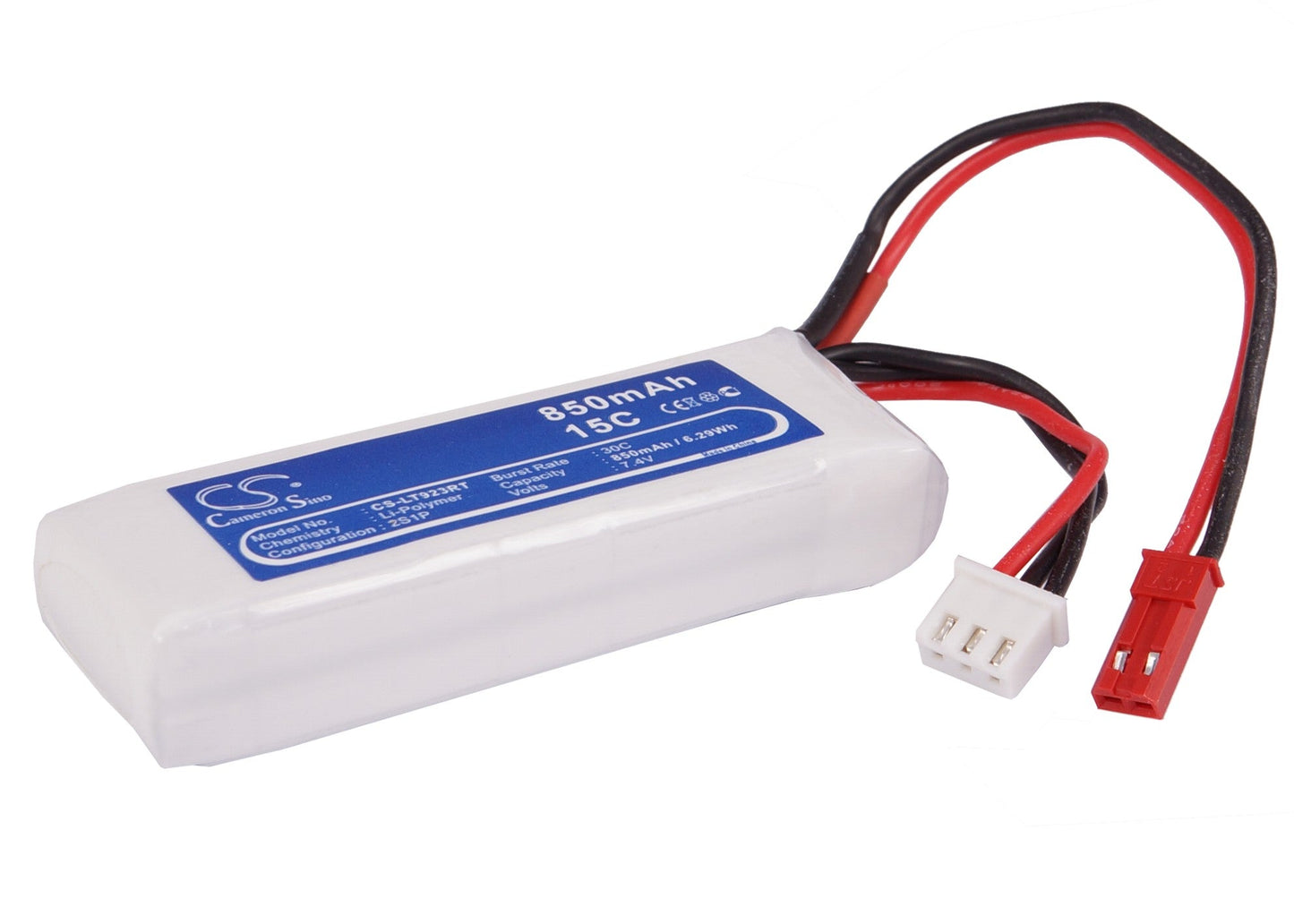 Replacement Battery for RC  CS-LT923RT – Heli/Airplane – 850mAh / 6.29Wh / 7.4V
