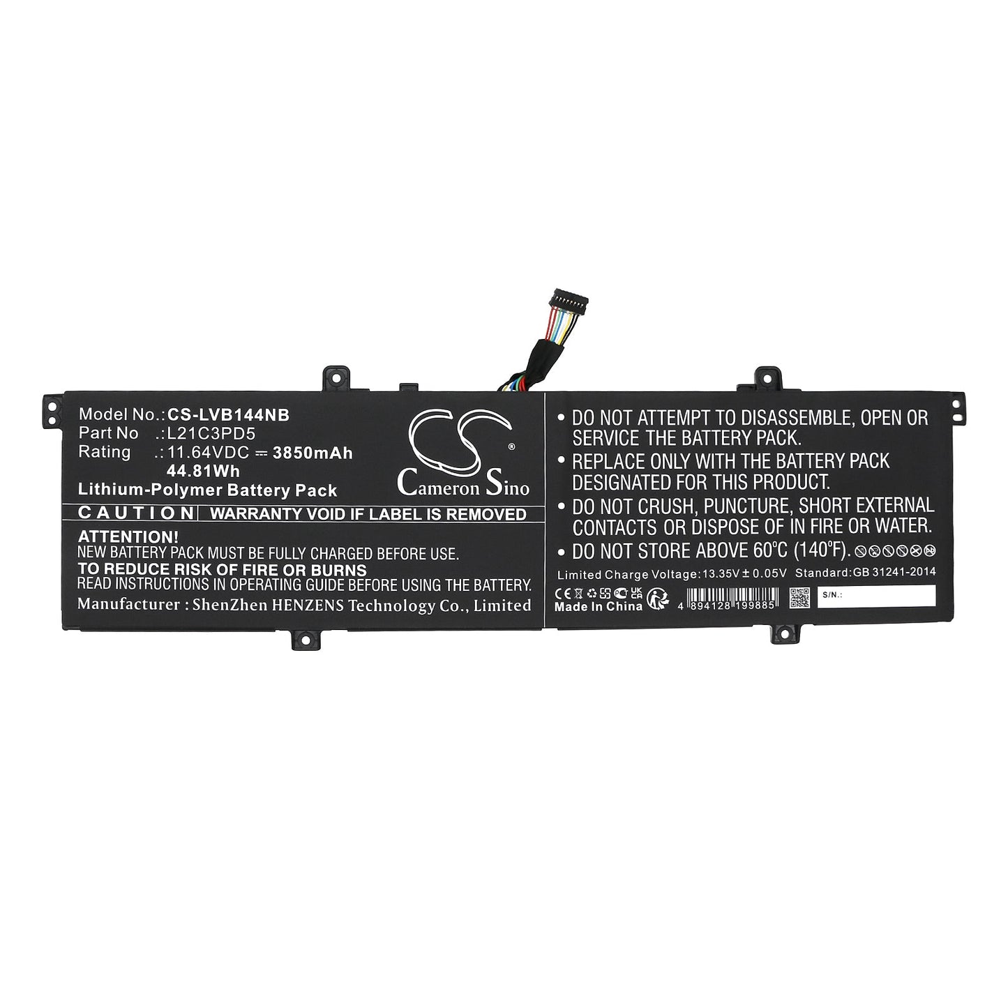 Replacement Battery for Lenovo  ThinkBook 14 G4 IAP 21CX000DAD – Notebook, Laptop – 3850mAh / 44.81Wh / 11.64V