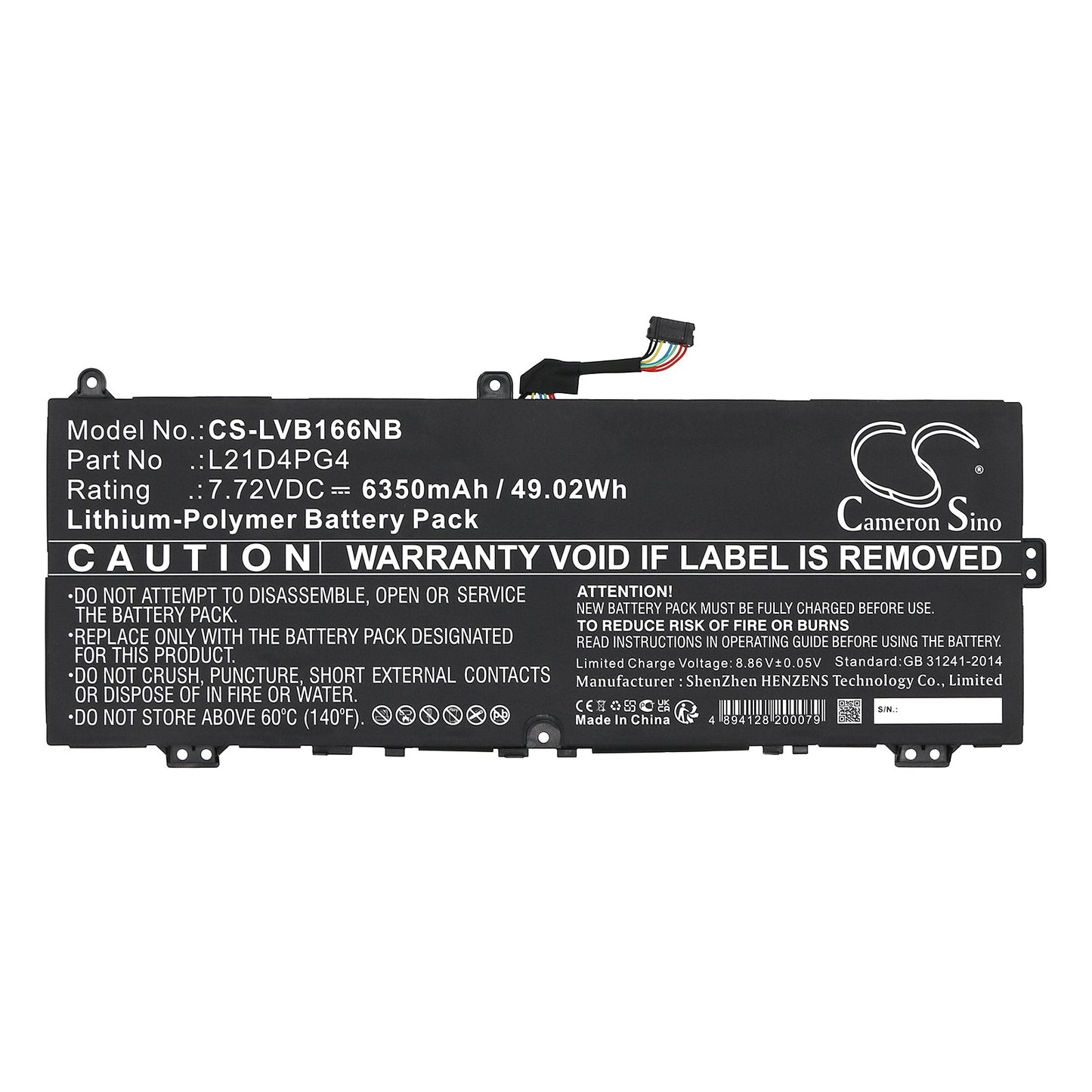 Replacement Battery for Lenovo  ThinkBook 16 G6 IRL-21KH006HUA – Notebook, Laptop – 6350mAh / 49.02Wh / 7.72V