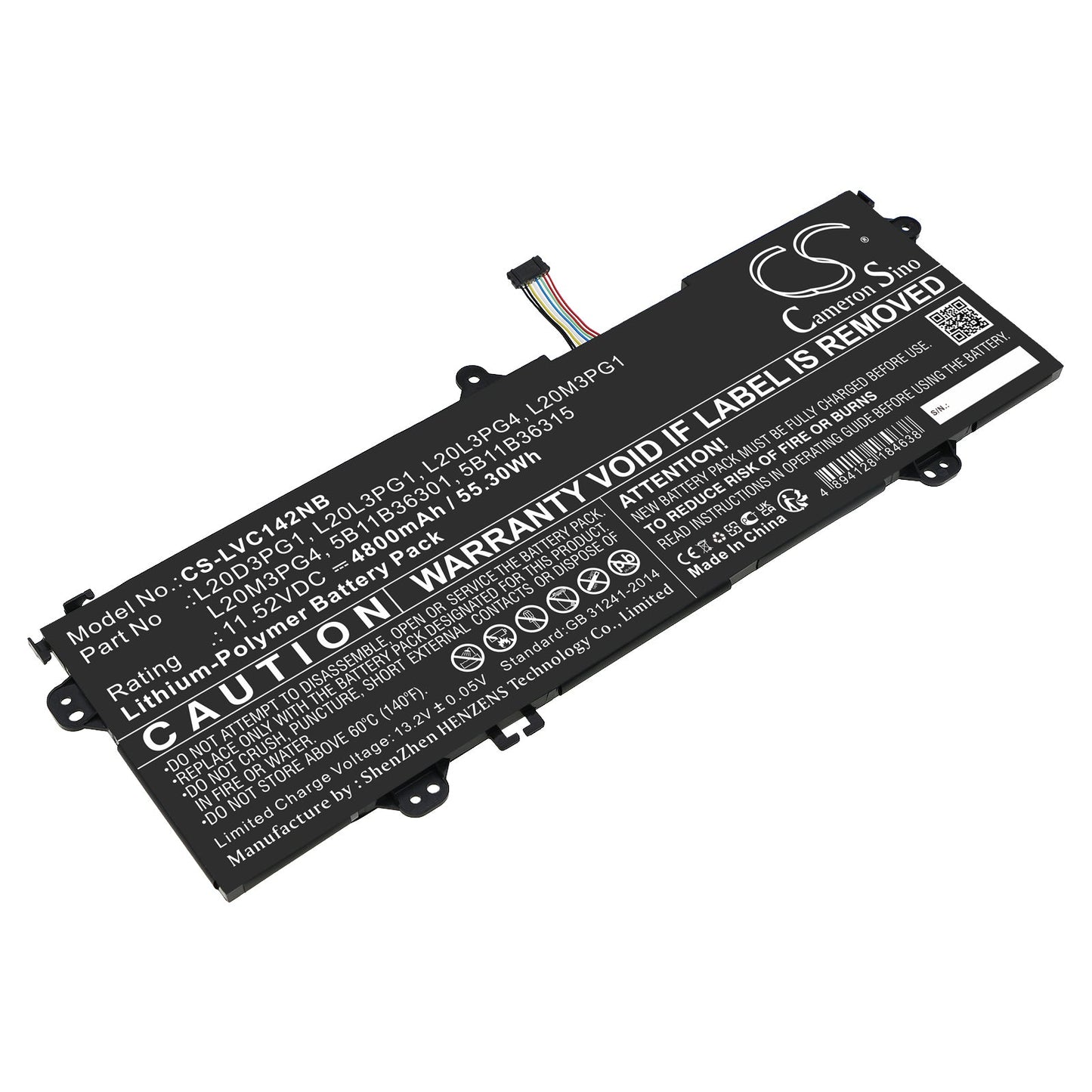 Replacement Battery for Lenovo  14e Chromebook Gen 2 82M1000FU – Notebook, Laptop – 4800mAh / 55.30Wh / 11.52V