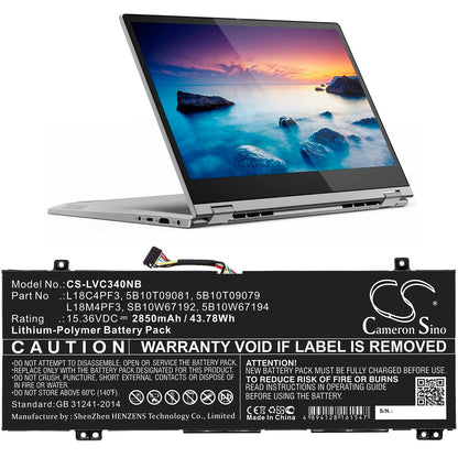 Replacement Battery for Lenovo  IdeaPad C340-14API – Notebook, Laptop – 2850mAh / 43.78Wh / 15.36V